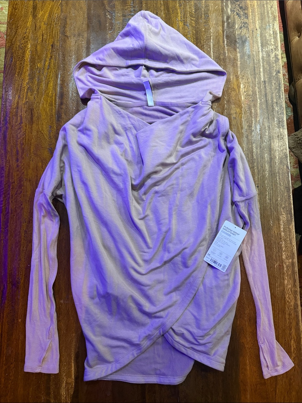 Athleta Purana Wrap Sweatshirt Dusty Pink Hooded Wrap Sweatshirt